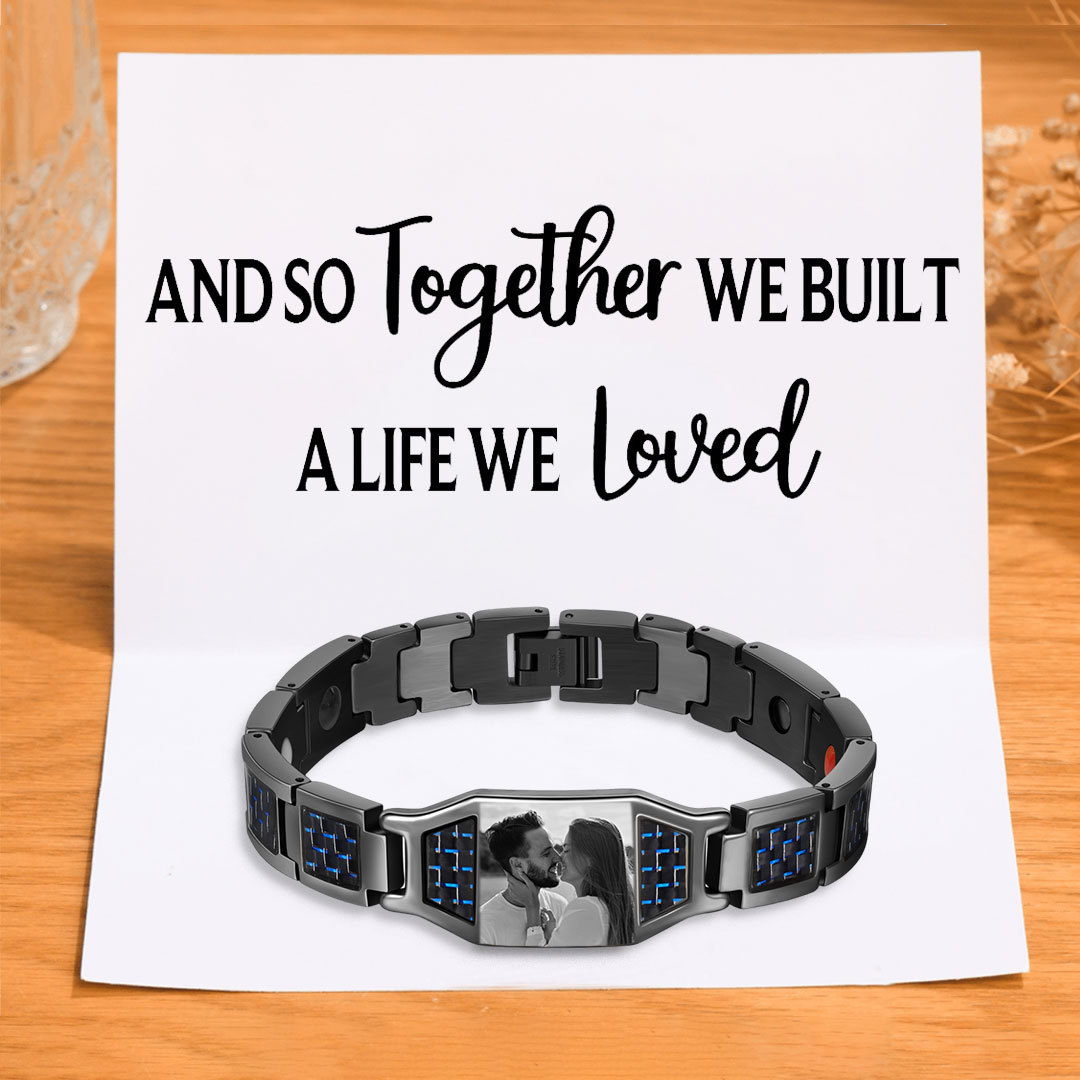 Personalised Men Bracelet Magnetic Custom Photo Bracelet for Him Valentine Gift