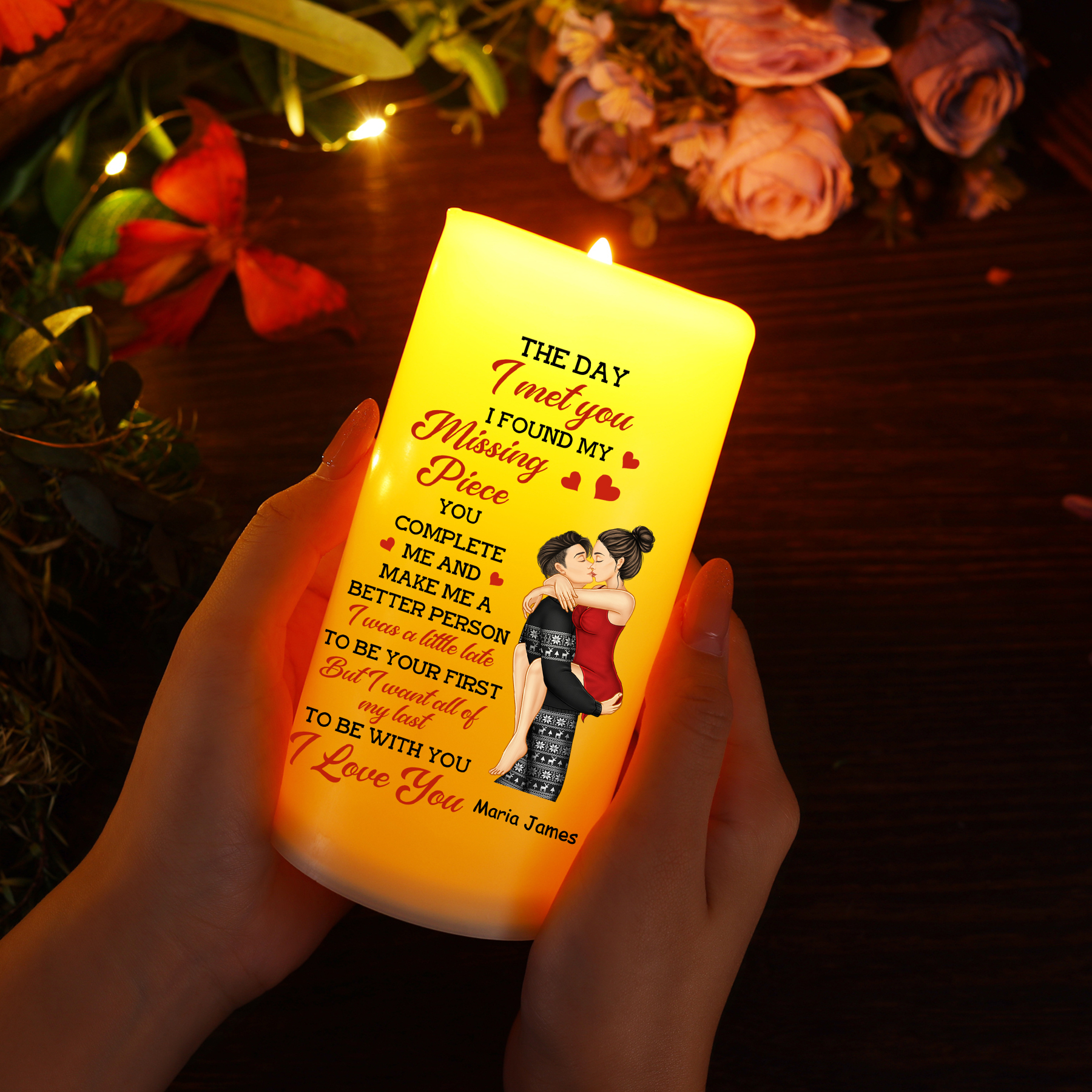 Personalised LED Candle The Day I Met You, I Found My Missing Piece Gift for Her