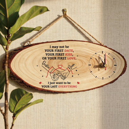 Personalised Wooden Couple Holding Hands Clock with 2 Names