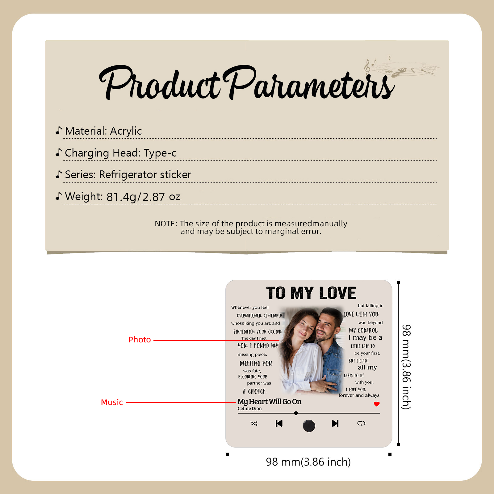 Personalised Photo Fridge Magnet To My Love I Know What Love Is Valentines Day Gift for Couples