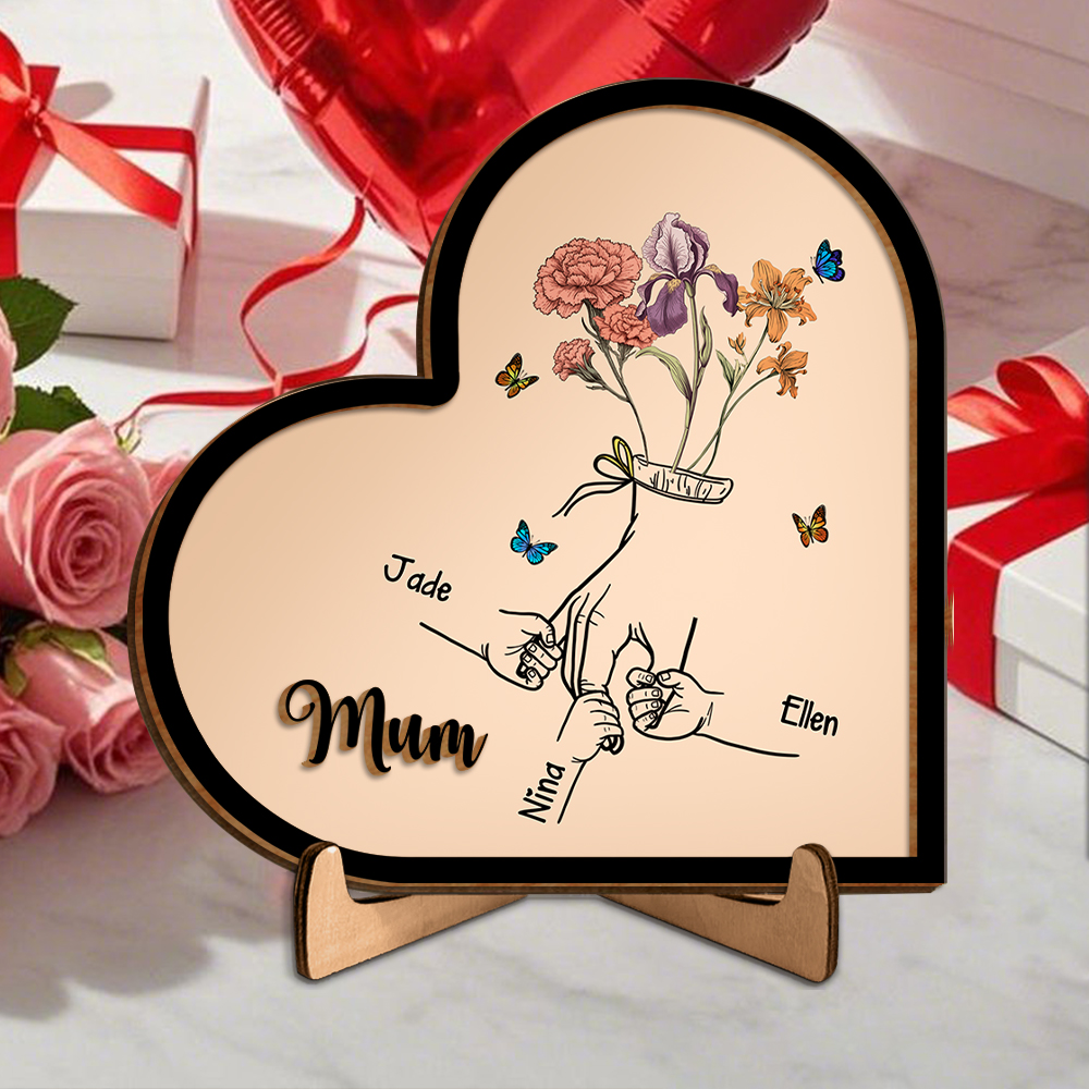 Custom Mother’s Day Heart Plaque – Gift from Children with Personalised Names | Jessemade