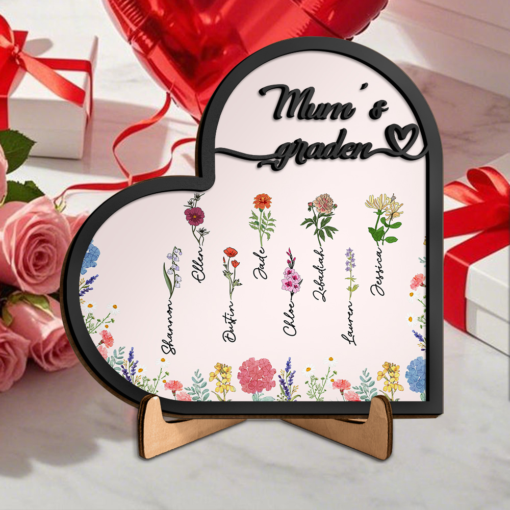 Custom Mum’s Garden Floral Name Plaque – Personalised Mother’s Day Birthflower Gift | Jessemade