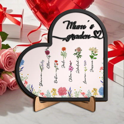 Custom Mum’s Garden Floral Name Plaque – Personalised Mother’s Day Birthflower Gift | Jessemade