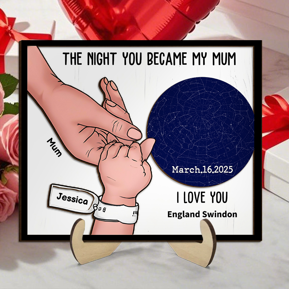 The Night You Became My Mummy – Personalised Star Map and Hand-Holding Artwork | Jessemade