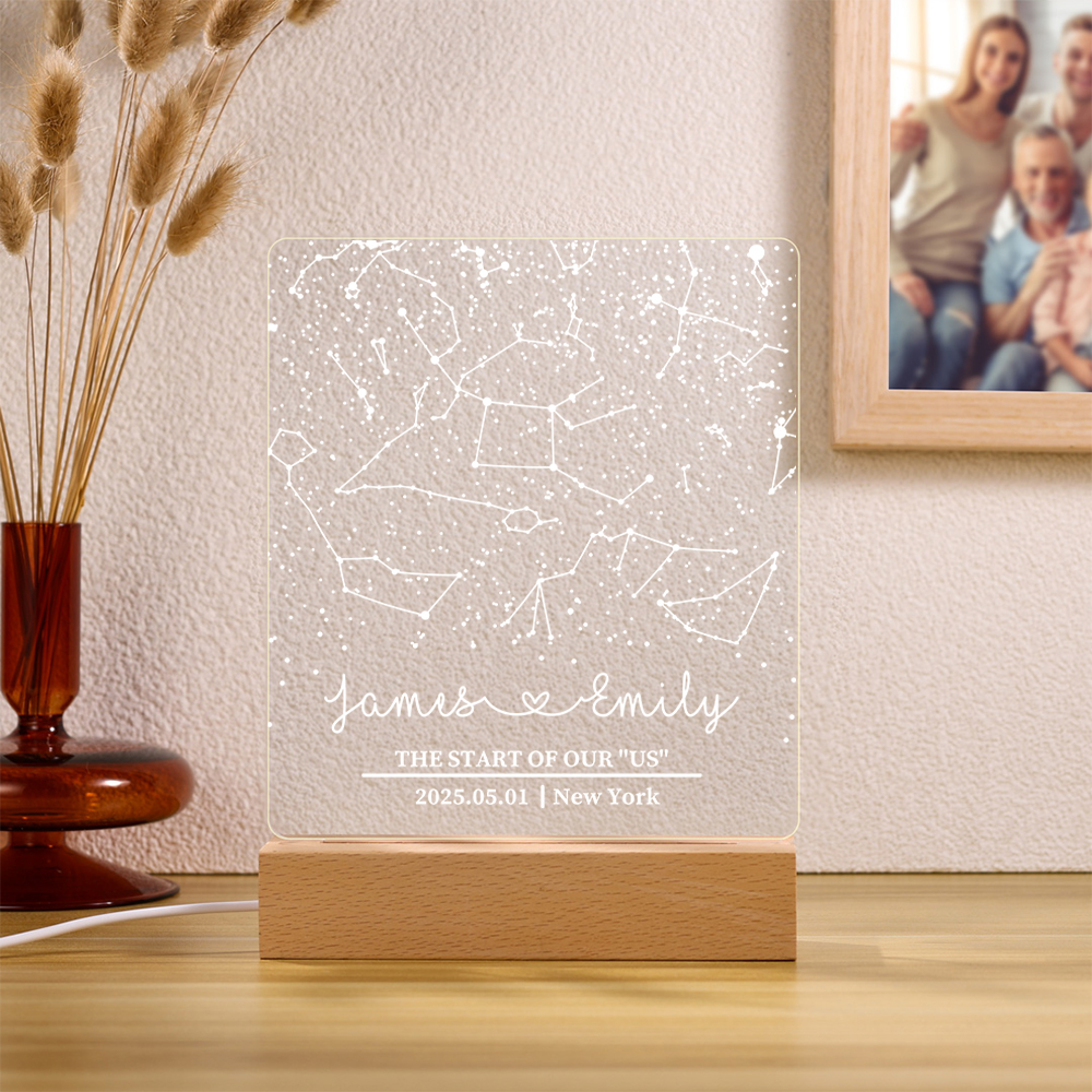 Personalised Star Map LED Night Light - Custom Gift for Her/Him | Jessemade