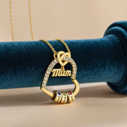 To my Mum/Mom Personalised Heart Necklace Custom 1-5 Birthstones and Names Mothers'Day Gift | Jessemade
