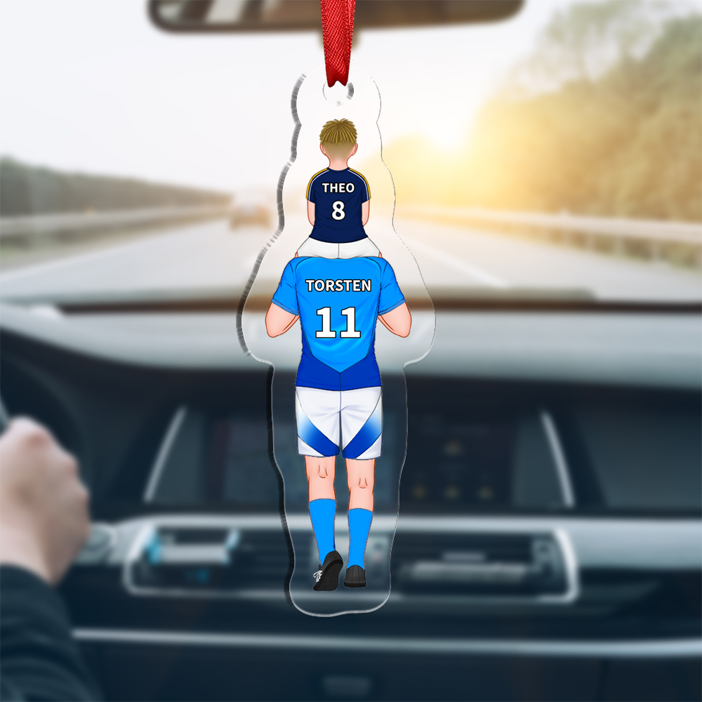 Personalised 2–9 Names Rugby Family Keyring Custom Acrylic Car Hanging Ornament | Father's Day Gift for Dad Grandpa-Jessemade AU