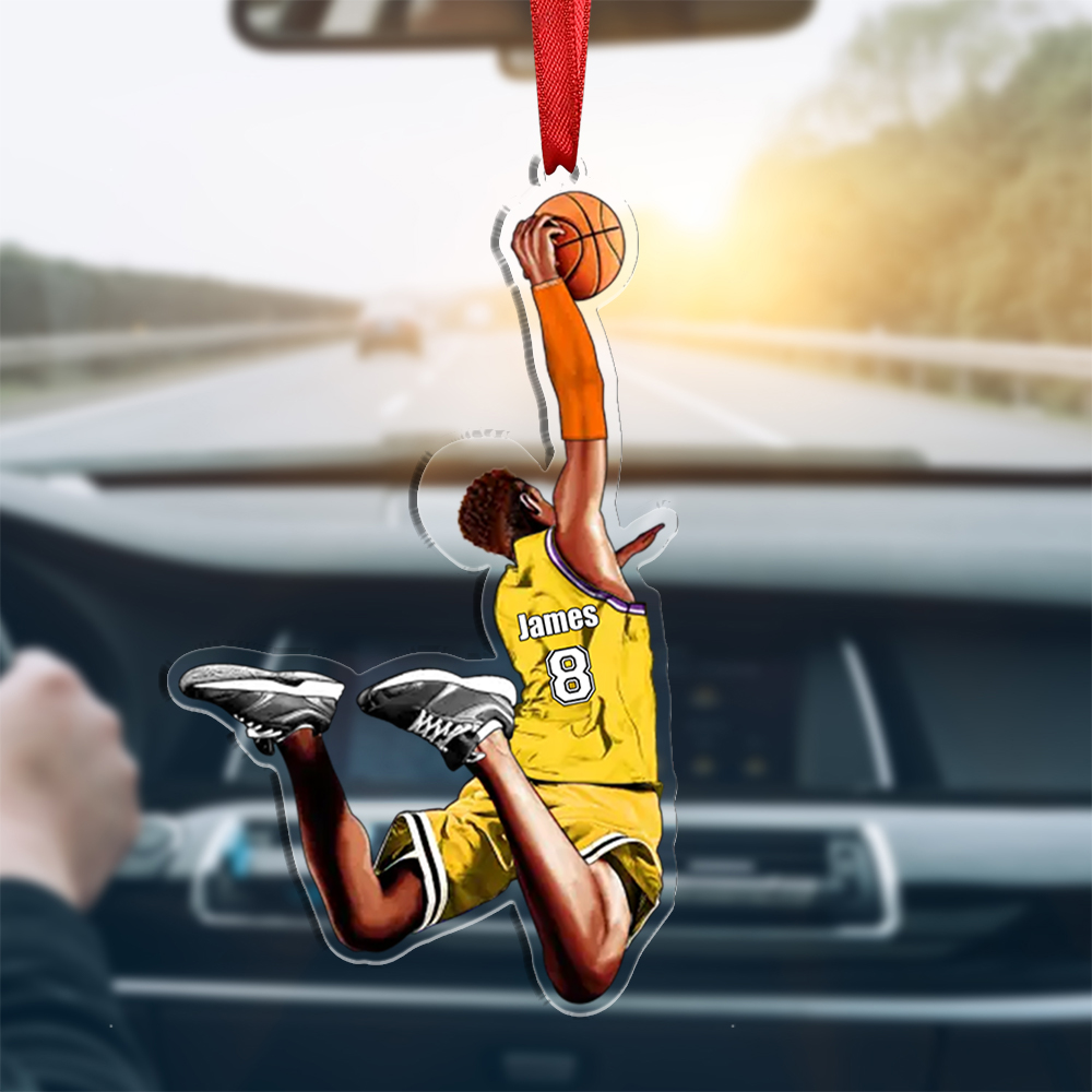 [Copy]Personalised Basketball Hanging Ornament Custom Name & Jersey Number Acrylic Keychain Gift for Him/Her