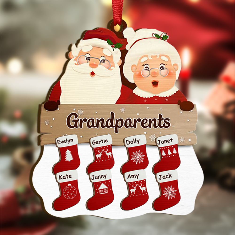 Personalised Family Ornament Custom 2-12 Names Wooden Christmas Ornament for Grandma Grandpa-Jessemade AU