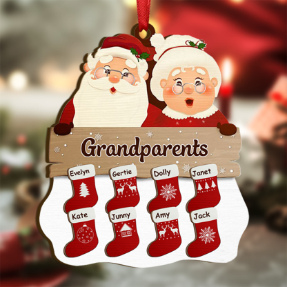 Personalised Family Ornament Custom 2-12 Names Wooden Christmas Ornament for Grandma Grandpa-Jessemade AU