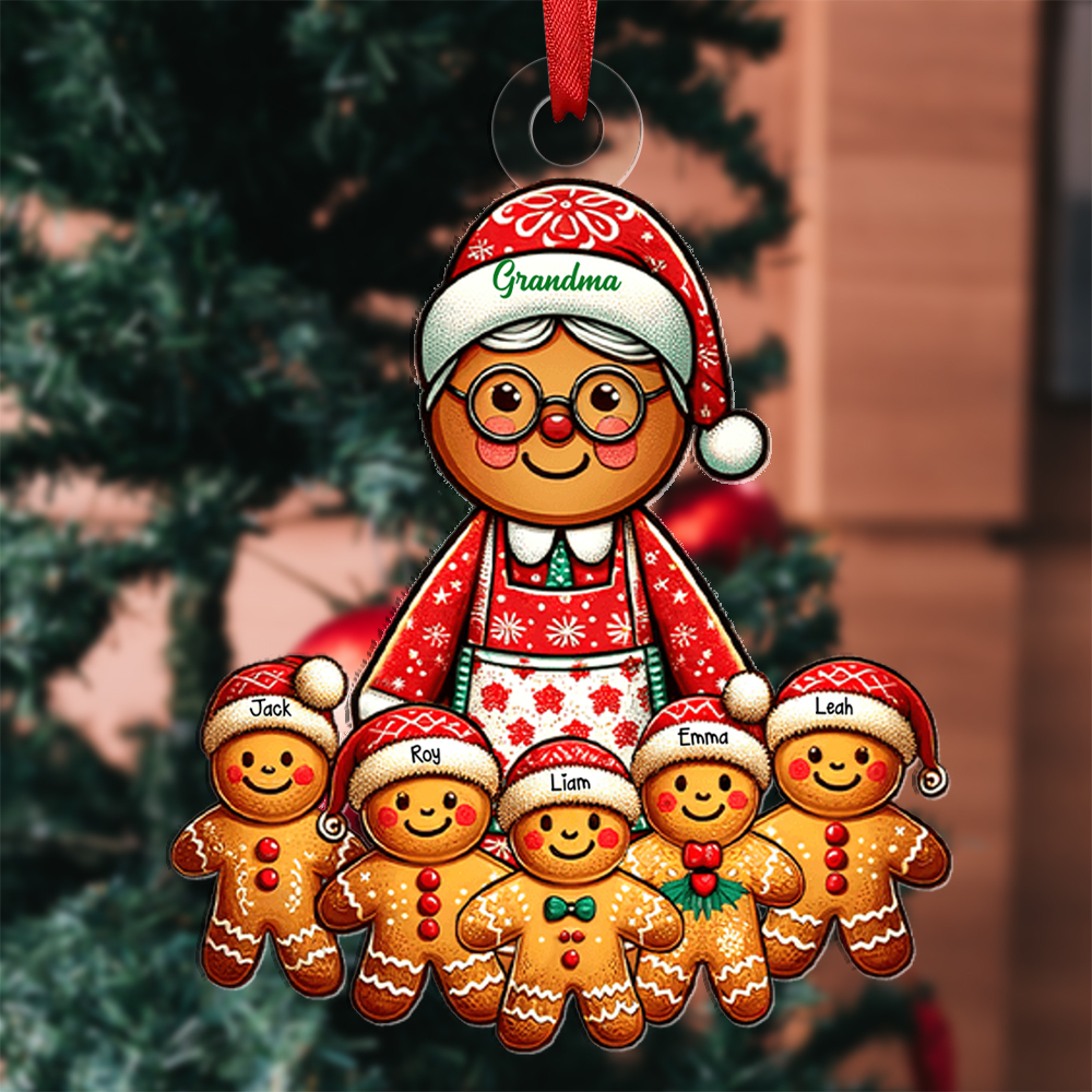 Personalised Gingerbread Ornaments Custom 1-10 Names Wooden Christmas Ornament for Grandma-Jessemade AU