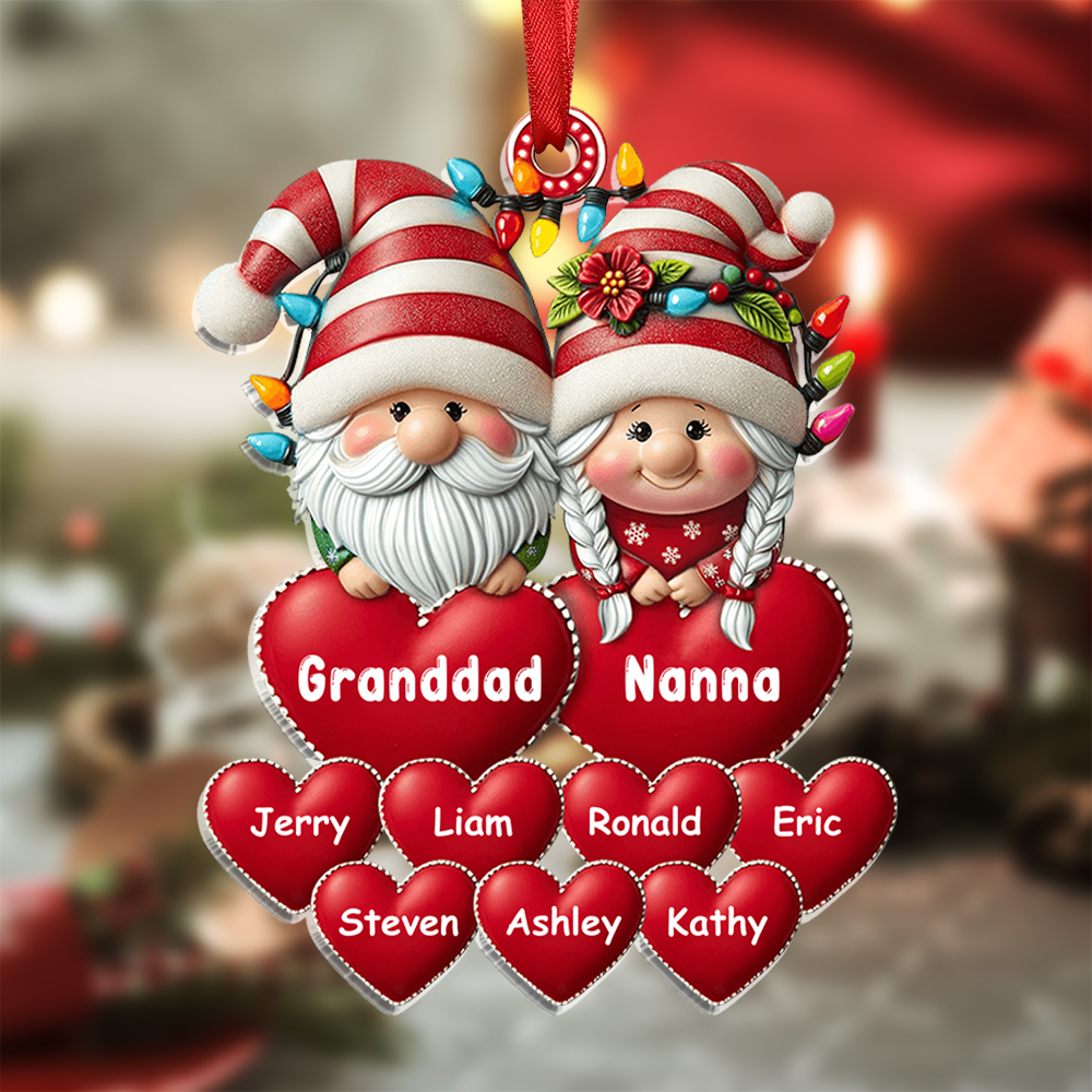 Personalised Santa Claus Hanging Ornament Custom 3-17 Names Acrylic Christmas Gift for Granddad/Nanna/Mum/Dad-Jessemade AU