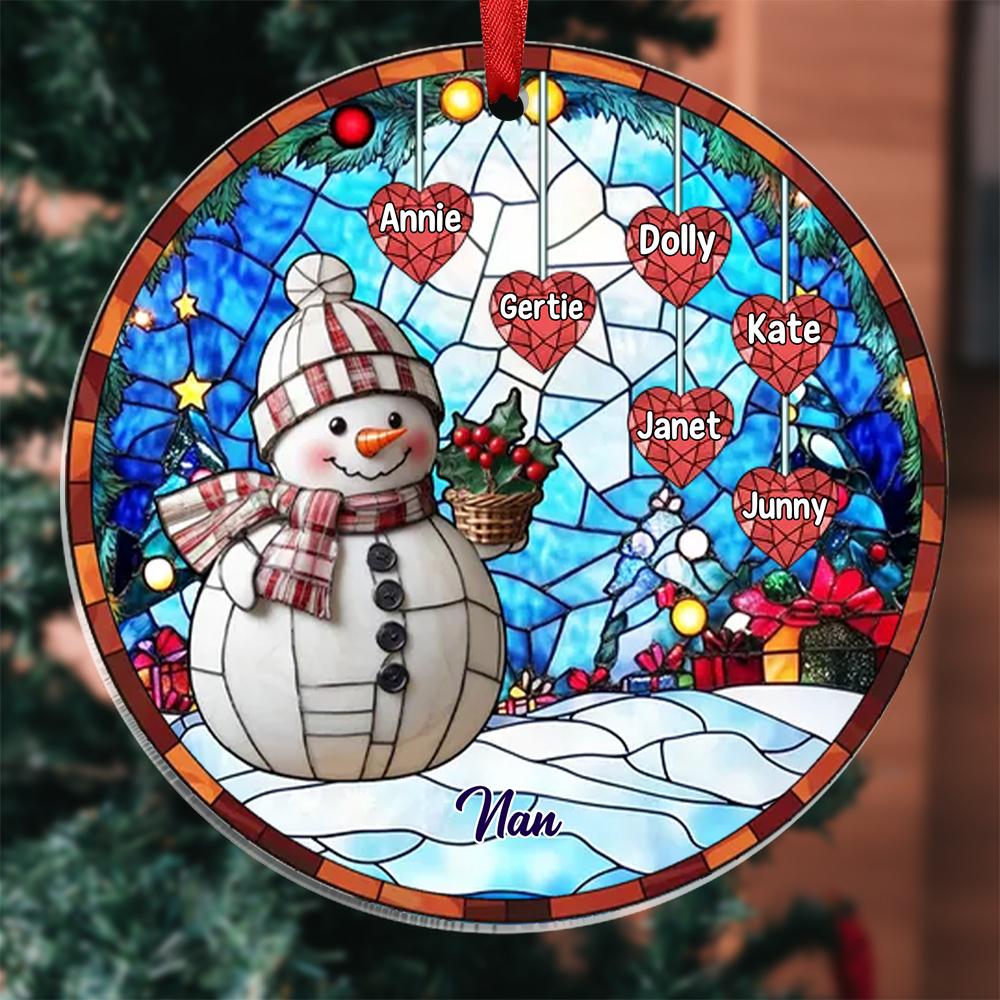 Custom Snowman Ornament Family Christmas Decoration Personalised 1-10 Names