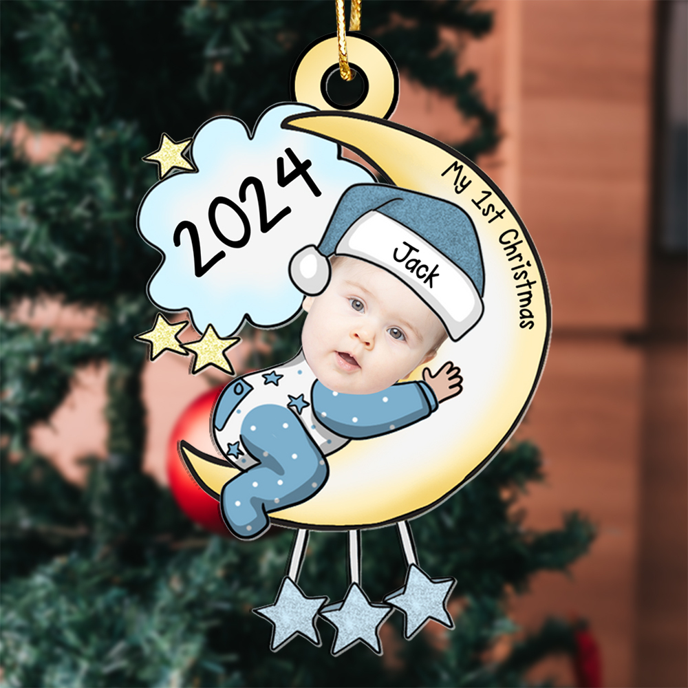 Personalised Baby's First Christmas Ornament with Custom Photo and Name-Jessemade AU