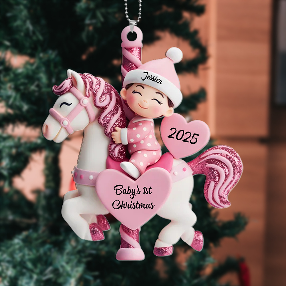 Personalised Glitter Carousel Baby Christmas Tree Decoration