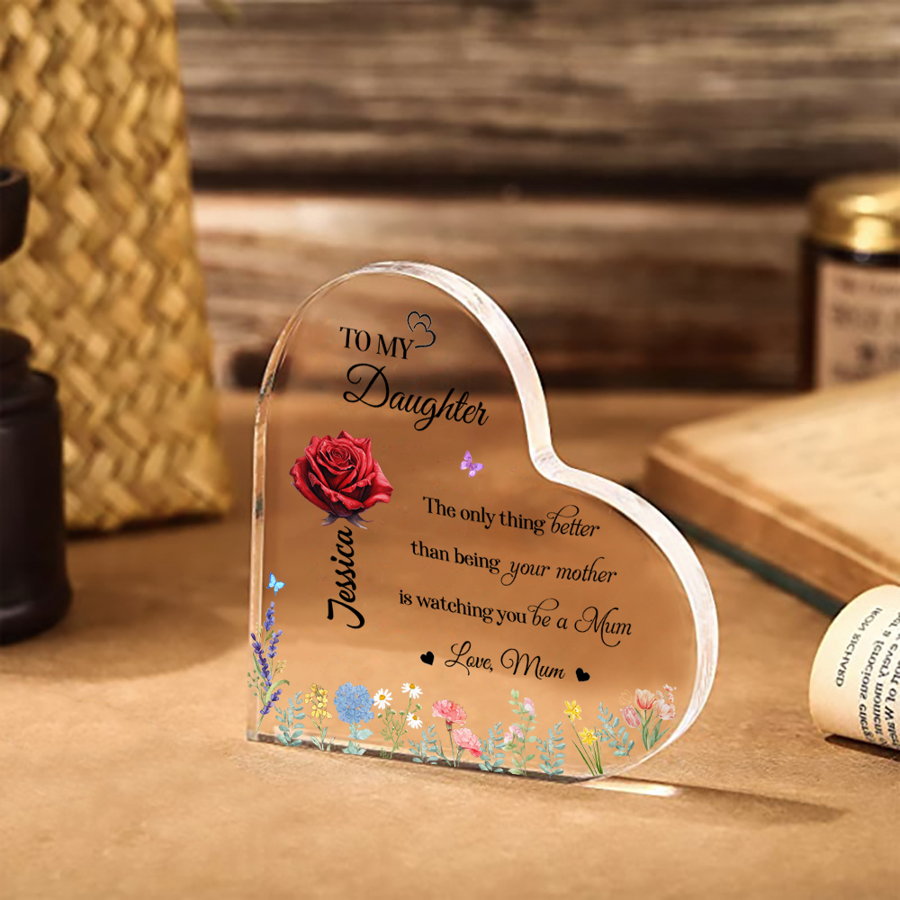To Mum/Nan -Personalised Heart-Shaped Wooden Plaque Custom with Flowers & 1- 10 Names Ornament Mother's Day Gift | Jessemade