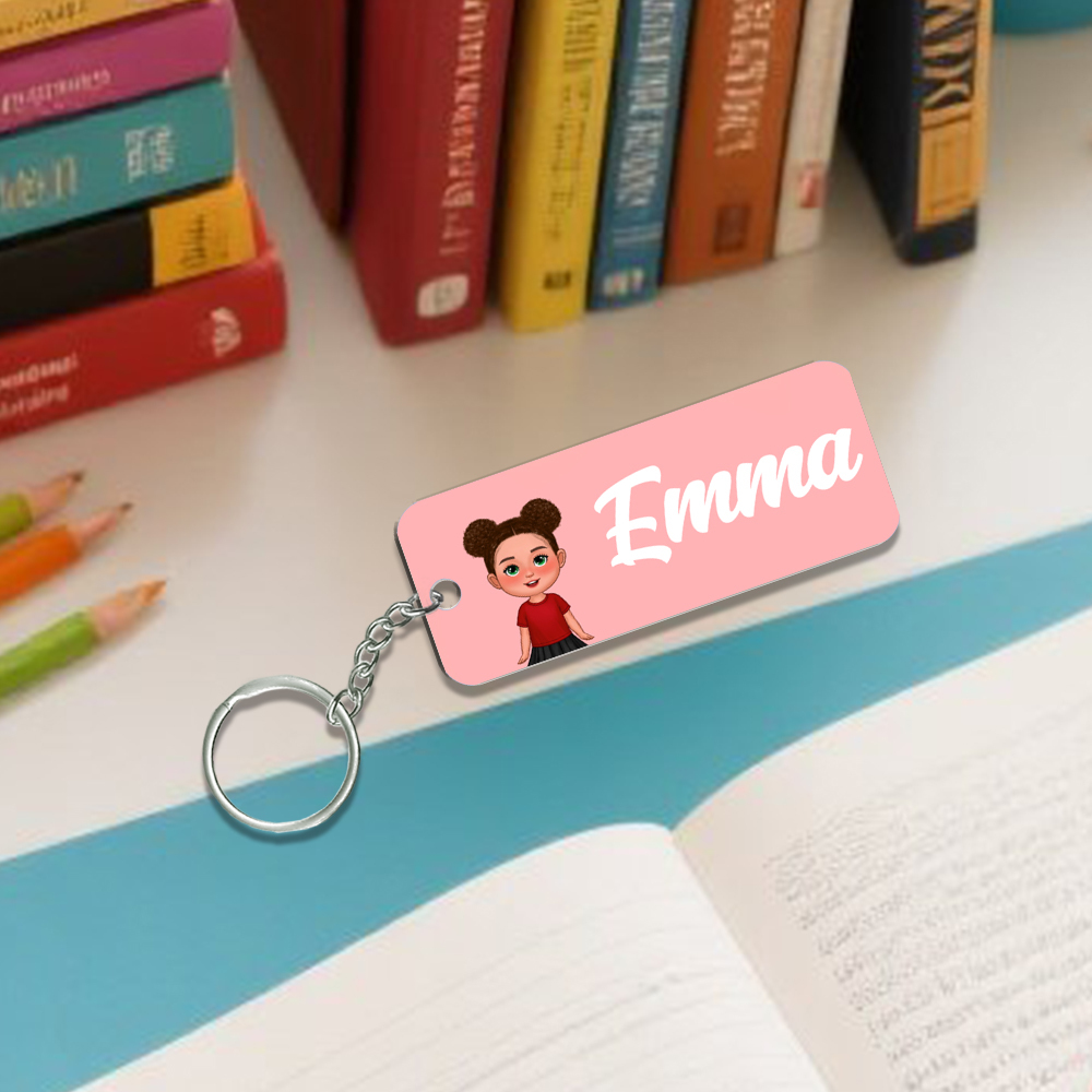Personalised Keyring with Name & Character – Custom Gift with Multiple Colour Options | Jessemade