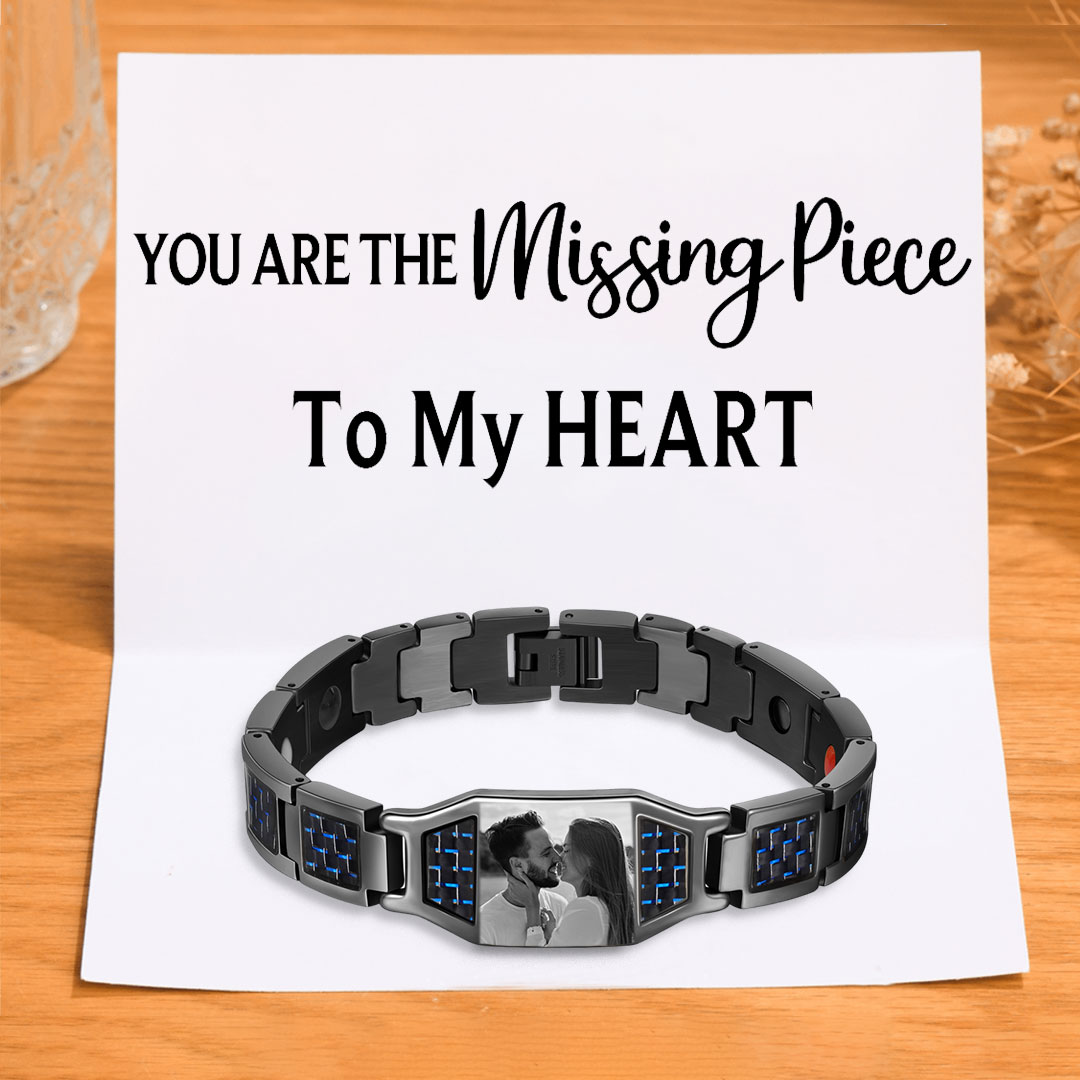 Personalised Men Bracelet Magnetic Custom Photo Bracelet for Him Valentine Gift