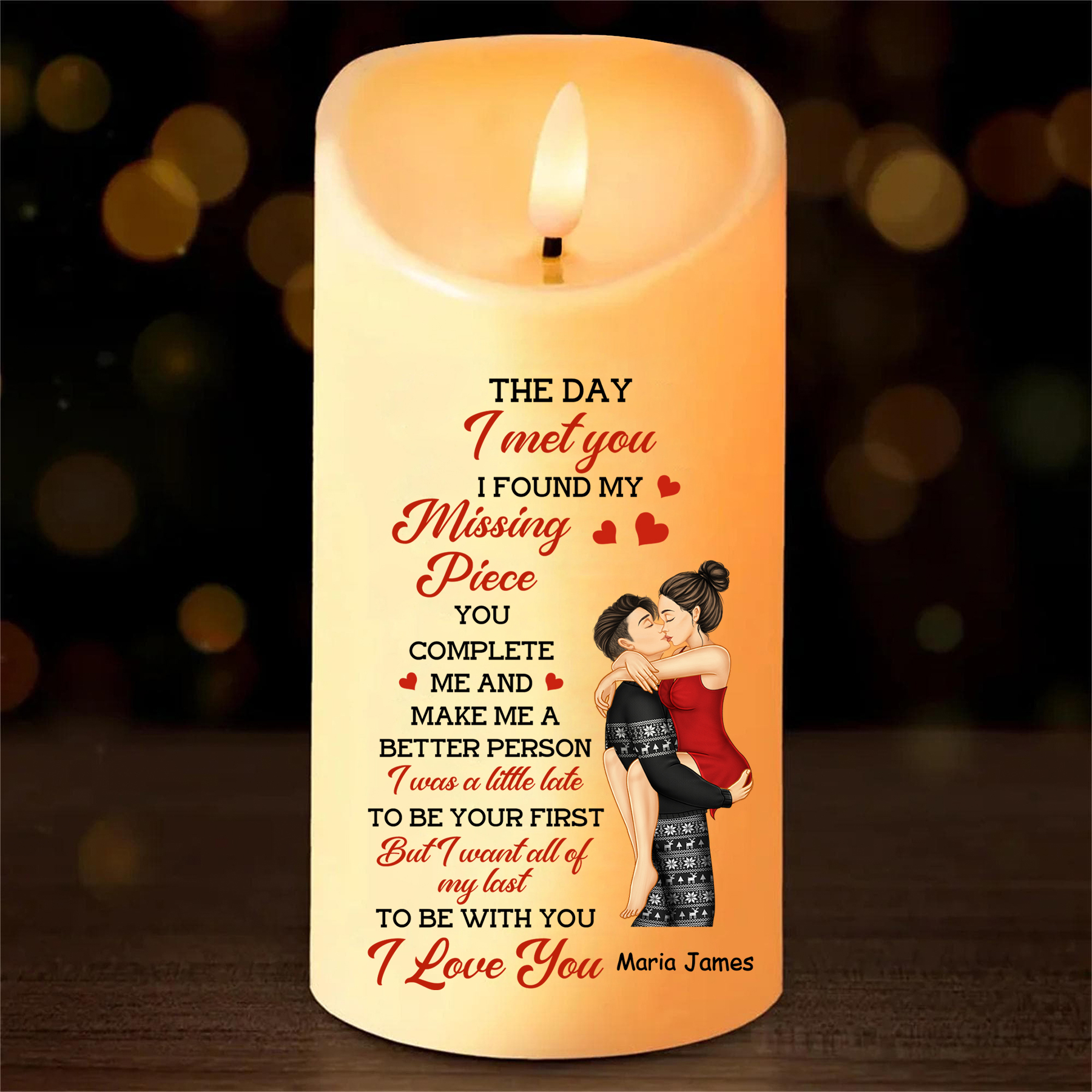 Personalised LED Candle The Day I Met You, I Found My Missing Piece Gift for Her