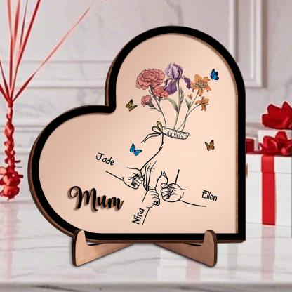 Custom Mother’s Day Heart Plaque – Gift from Children with Personalised Names | Jessemade