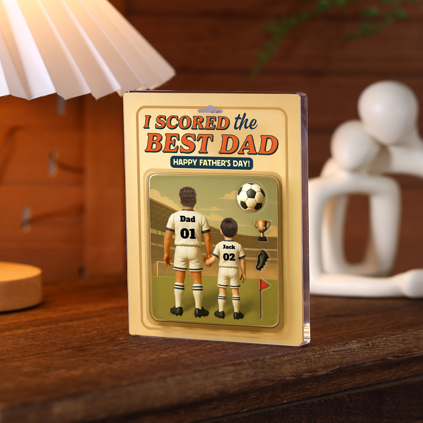 Father’s Day Gift Set – Personalised Bracelet for Men & "I Scored the Best Dad" Acrylic Plaque | Jessemade