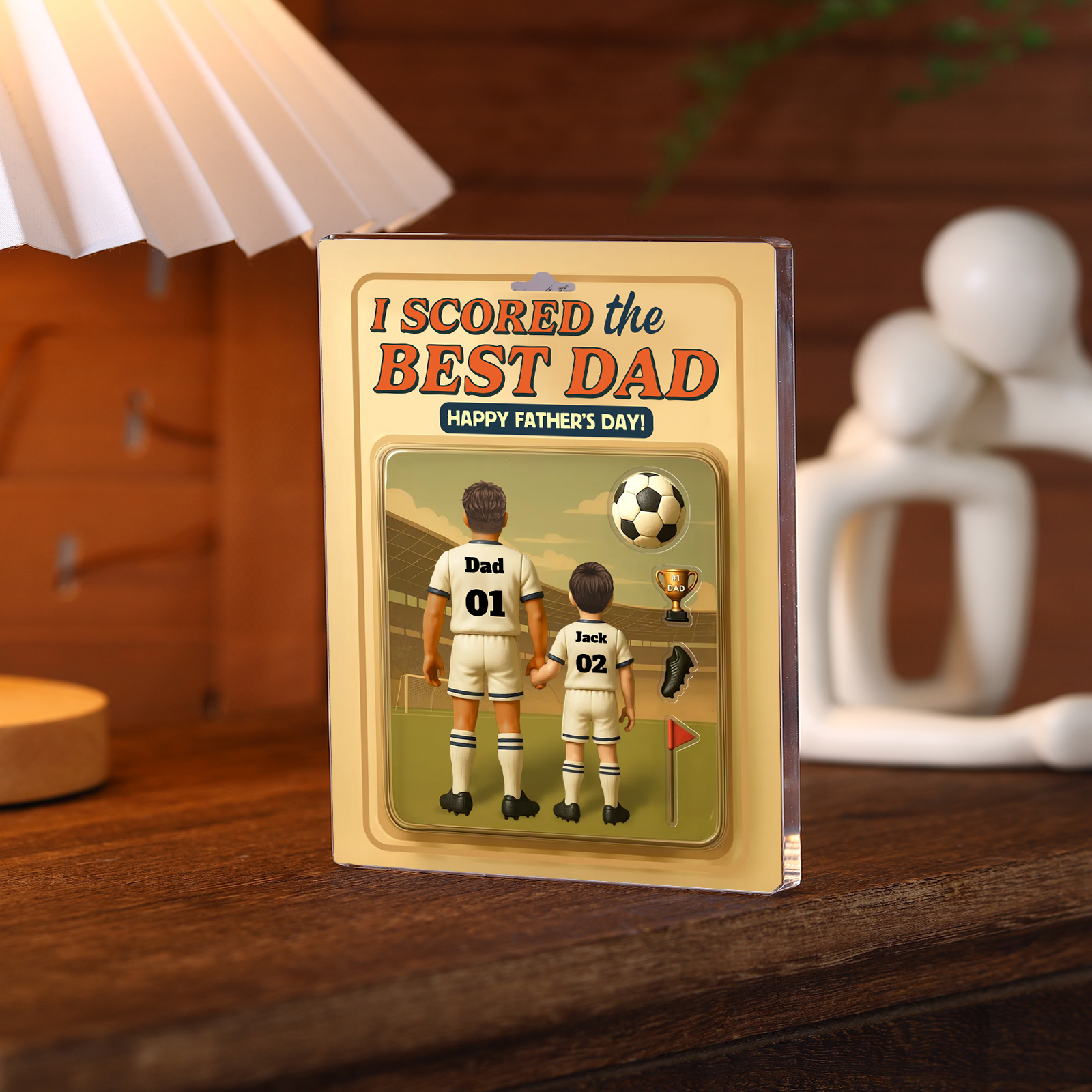Father’s Day Gift Set – Personalised Bracelet for Men & "I Scored the Best Dad" Acrylic Plaque | Jessemade