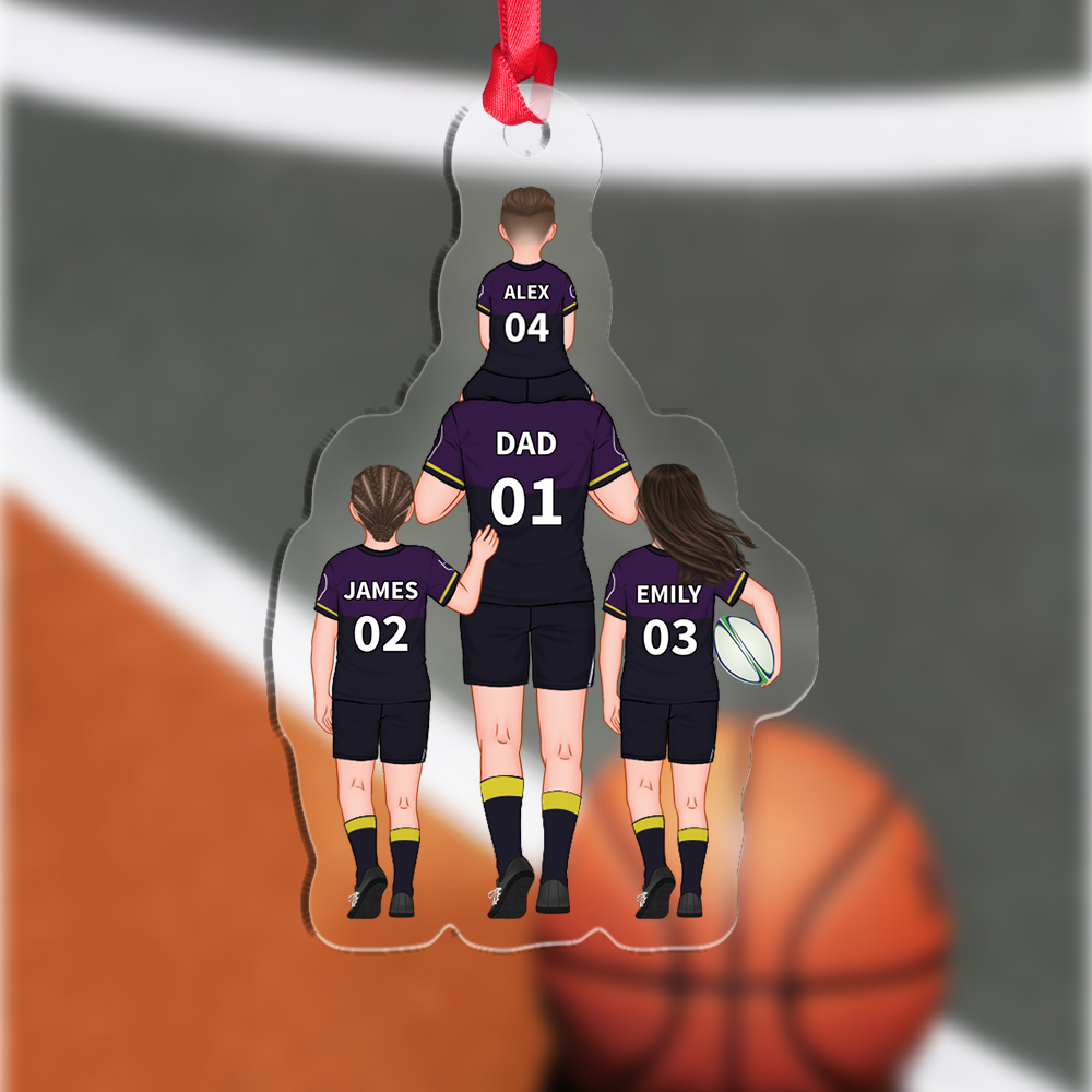 Personalised 2–9 Names Rugby Family Keyring Custom Acrylic Car Hanging Ornament | Father's Day Gift for Dad Grandpa-Jessemade AU