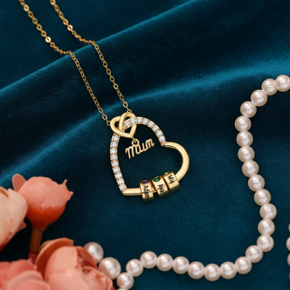 To my Mum/Mom Personalised Heart Necklace Custom 1-5 Birthstones and Names Mothers'Day Gift | Jessemade
