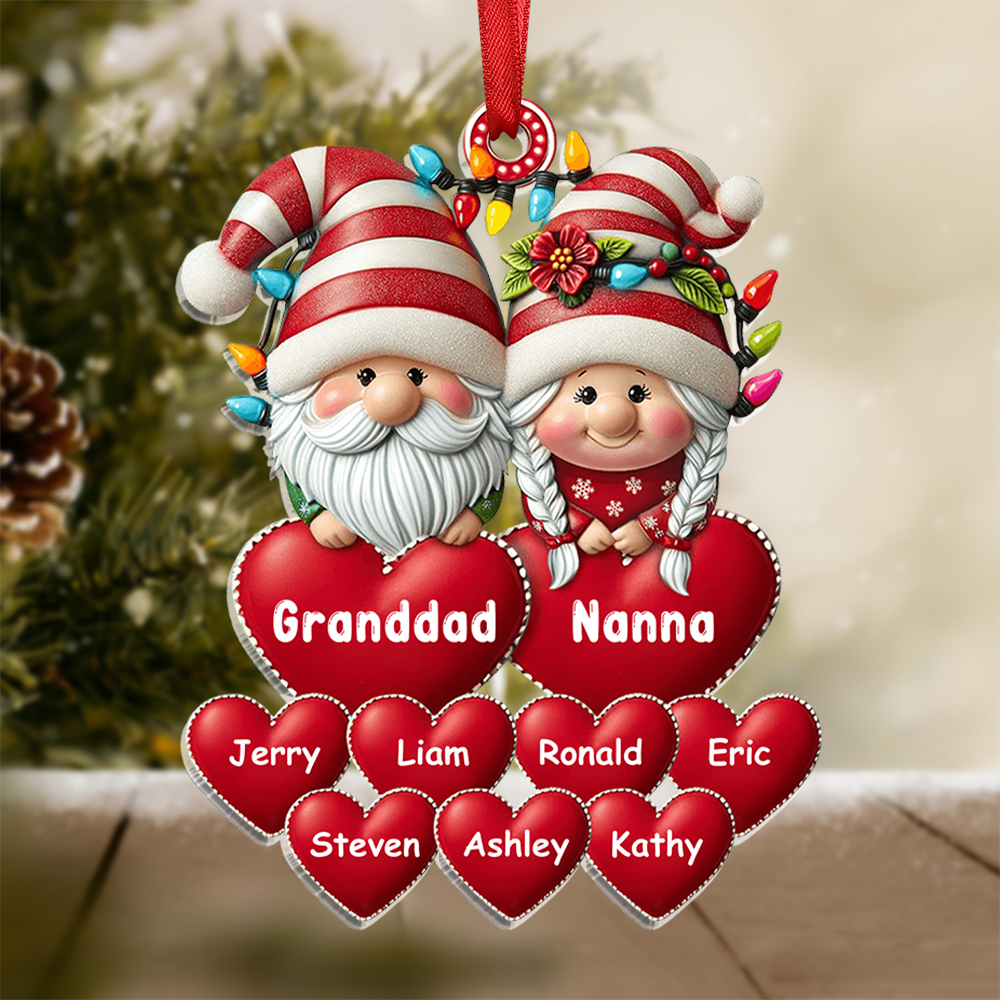 Personalised Santa Claus Hanging Ornament Custom 3-17 Names Acrylic Christmas Gift for Granddad/Nanna/Mum/Dad-Jessemade AU
