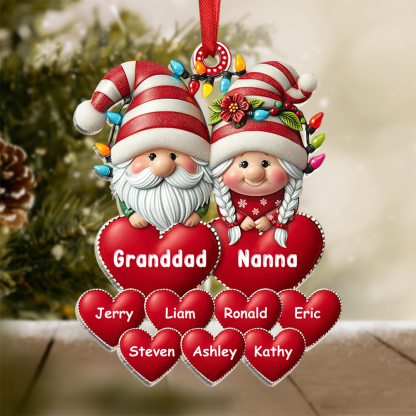 Personalised Santa Claus Hanging Ornament Custom 3-17 Names Acrylic Christmas Gift for Granddad/Nanna/Mum/Dad-Jessemade AU