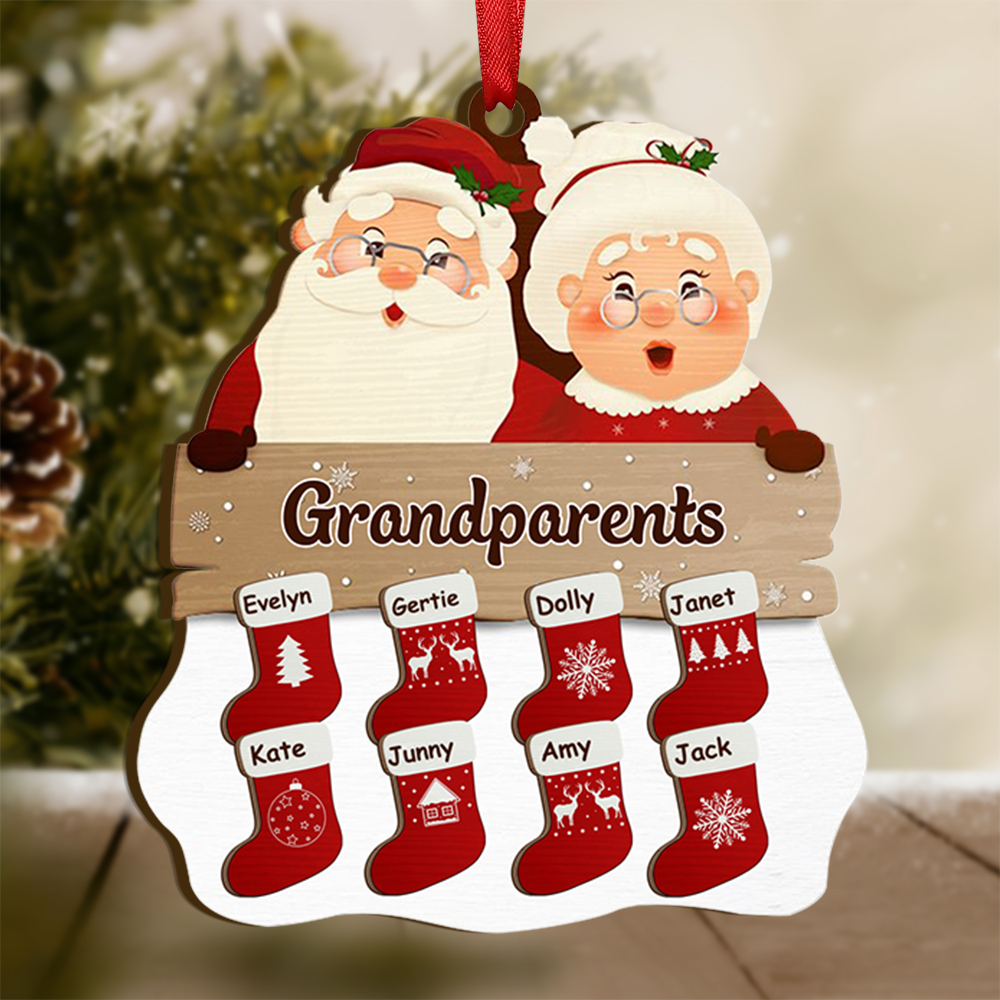 Personalised Family Ornament Custom 2-12 Names Wooden Christmas Ornament for Grandma Grandpa-Jessemade AU