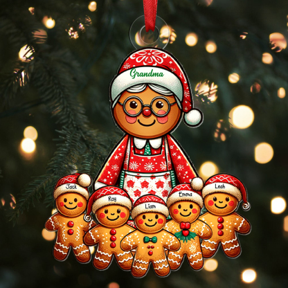 Personalised Gingerbread Ornaments Custom 1-10 Names Wooden Christmas Ornament for Grandma-Jessemade AU