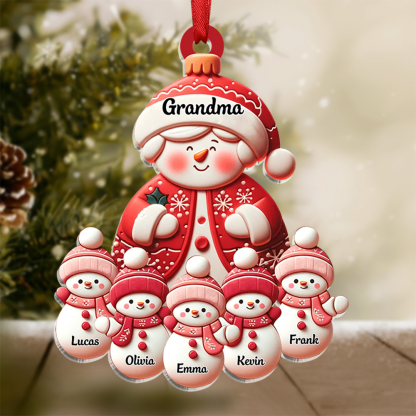 Personalised Snowman Hanging Ornament Custom 2-11 Names Acrylic Christmas Gift for Nan/Mum-Jessemade AU