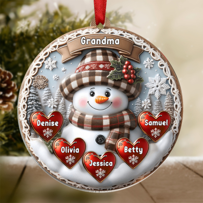 Personalised Snowman Hanging Ornament Custom 2-9 Names Acrylic Christmas Gift for Nan/Mum-Jessemade AU