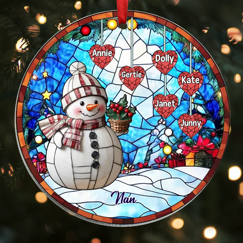 Custom Snowman Ornament Family Christmas Decoration Personalised 1-10 Names