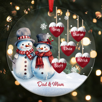 Personalised Snowman Family Ornament Custom with 1-10 Names Christmas Gift-Jessemade AU