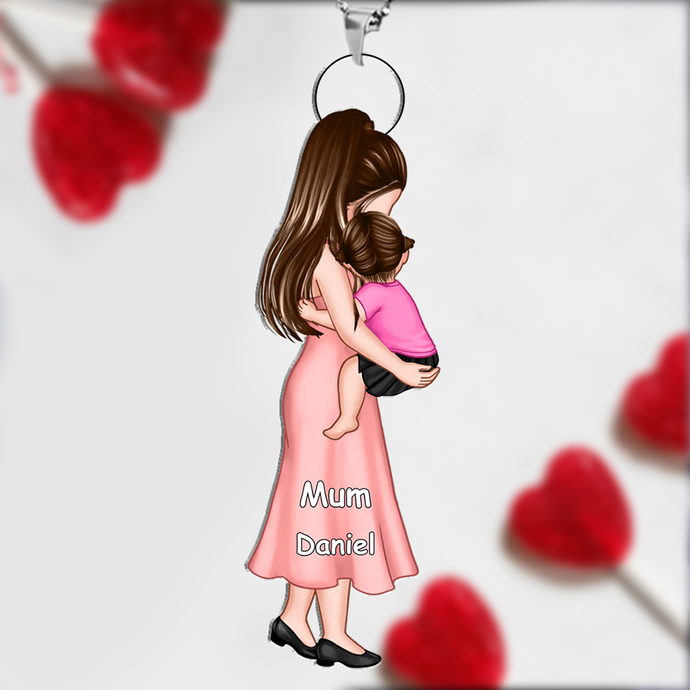Personalised Mum & Child Acrylic Keyring, Custom with 2 Names Keyring Gift For Mum | Jessemade