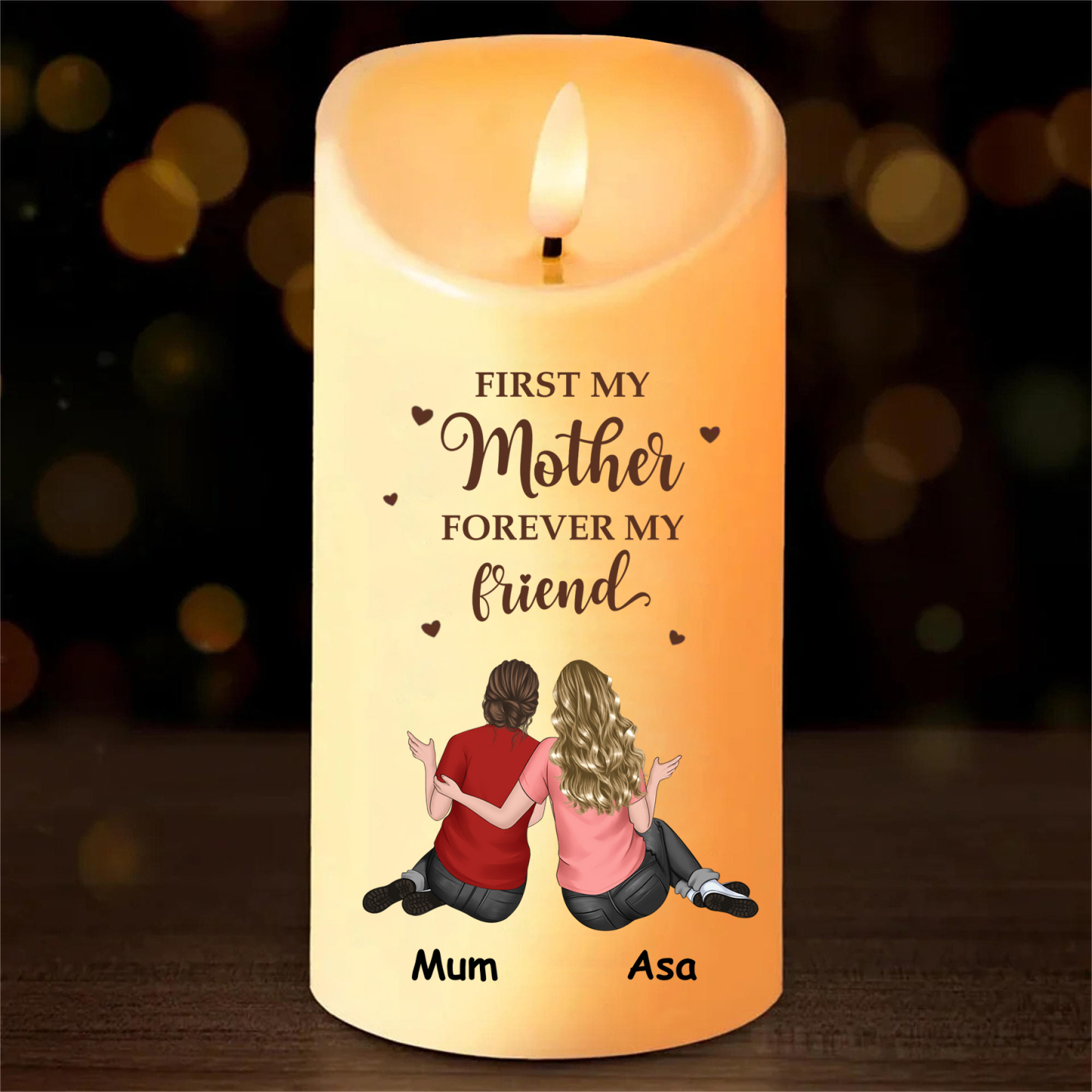 Personalised LED Flameless Candle for Mum & Daughter Gift for Mum | Jessemade