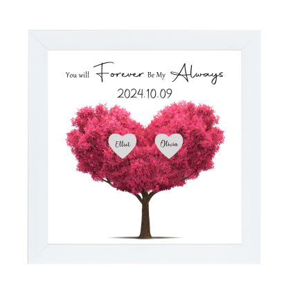 Personalised Pink Heart Tree Frame with 2 Names & Date Forever Love Gift for Couples-Jessemade AU