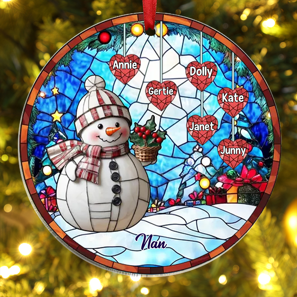 Custom Snowman Ornament Family Christmas Decoration Personalised 1-10 Names-Jessemade AU