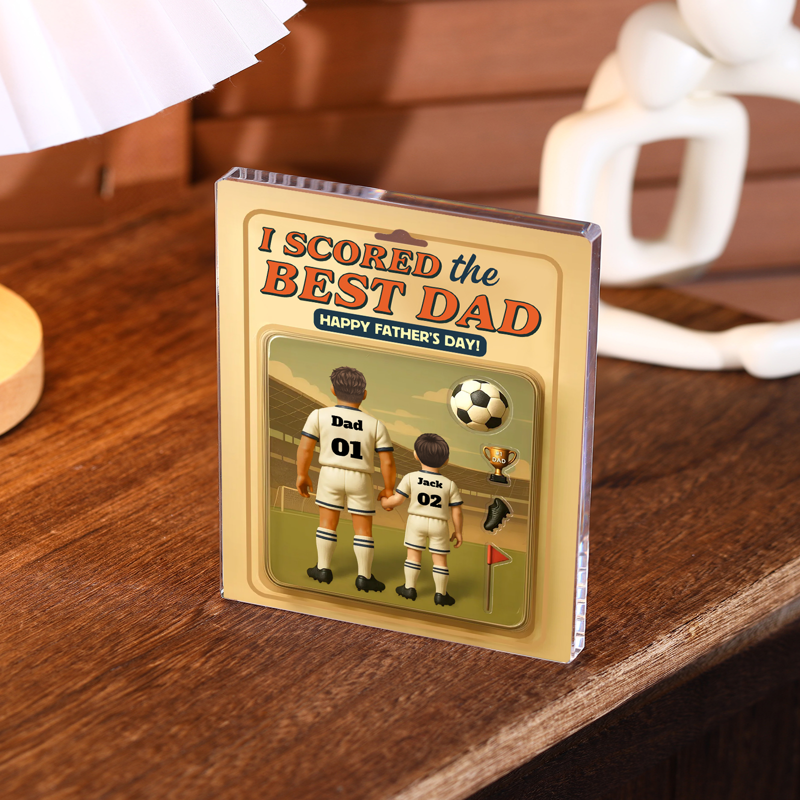 Father’s Day Gift Set – Personalised Bracelet for Men & "I Scored the Best Dad" Acrylic Plaque | Jessemade