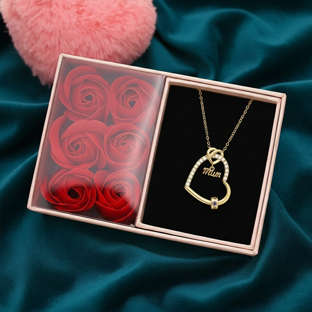 To my Mum/Mom Personalised Heart Necklace Custom 1-5 Birthstones and Names Mothers'Day Gift | Jessemade