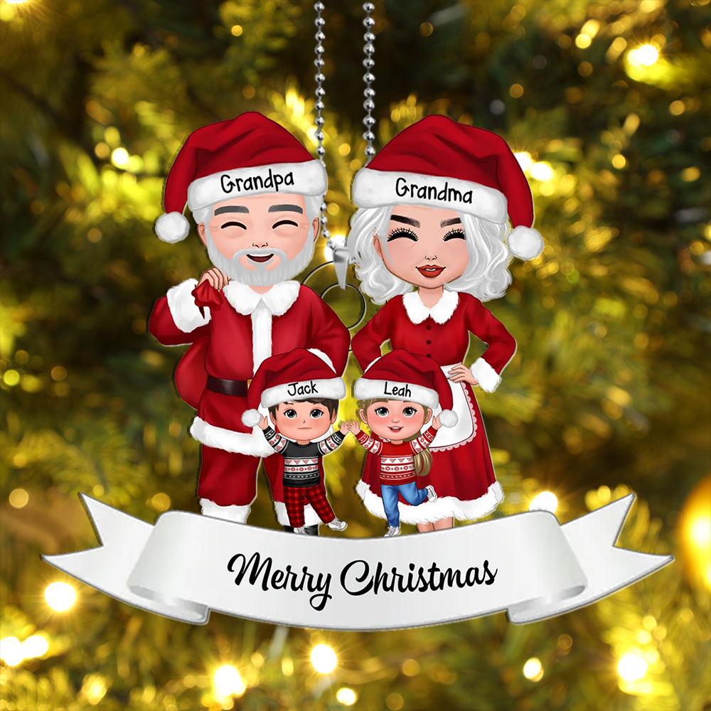 Custom 3-8 Family Members Christmas Ornament Personalised Names Gift for Grandparents with 6 Kids-Jessemade AU