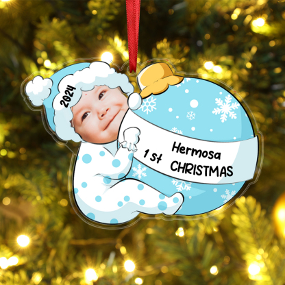 Personalised Baby’s 1st Christmas Hanging Ornament Custom Photo & Name & Year Acrylic Christmas Gift for Kids-Jessemade AU