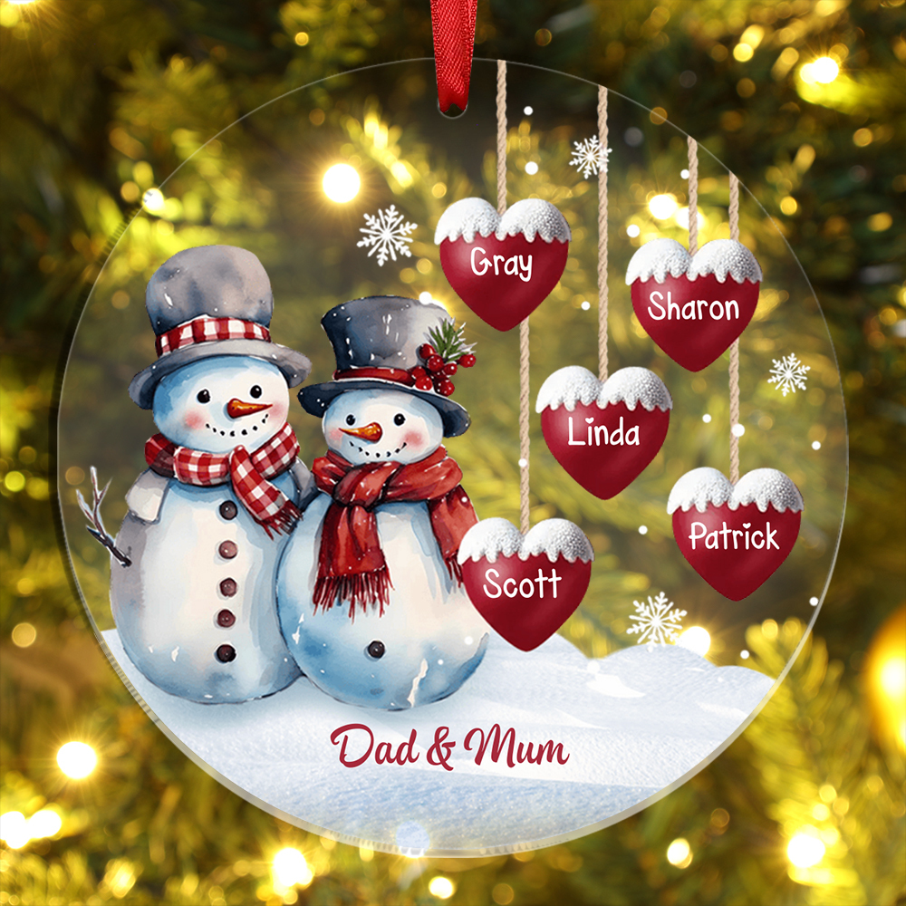 Personalised Snowman Family Ornament Custom with 1-10 Names Christmas Gift-Jessemade AU