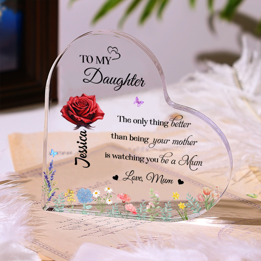 To Mum/Nan -Personalised Heart-Shaped Wooden Plaque Custom with Flowers & 1- 10 Names Ornament Mother's Day Gift | Jessemade