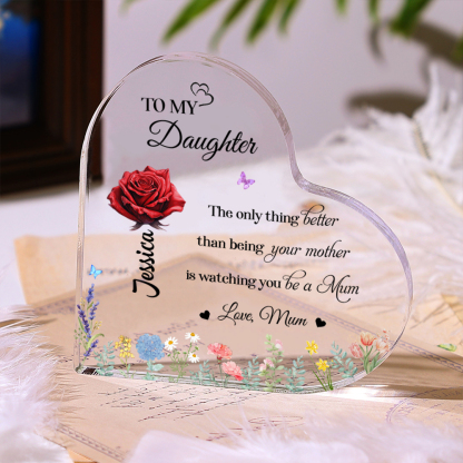 To Mum/Nan -Personalised Heart-Shaped Wooden Plaque Custom with Flowers & 1- 10 Names Ornament Mother's Day Gift | Jessemade