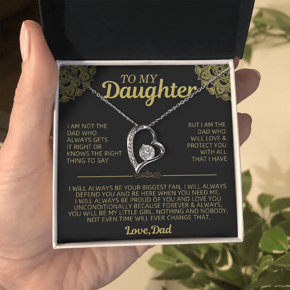 To My Daughter Heart Necklace Dad to Daughter Necklace Birthday Gift for Her - I Will Always Be Proud Of You