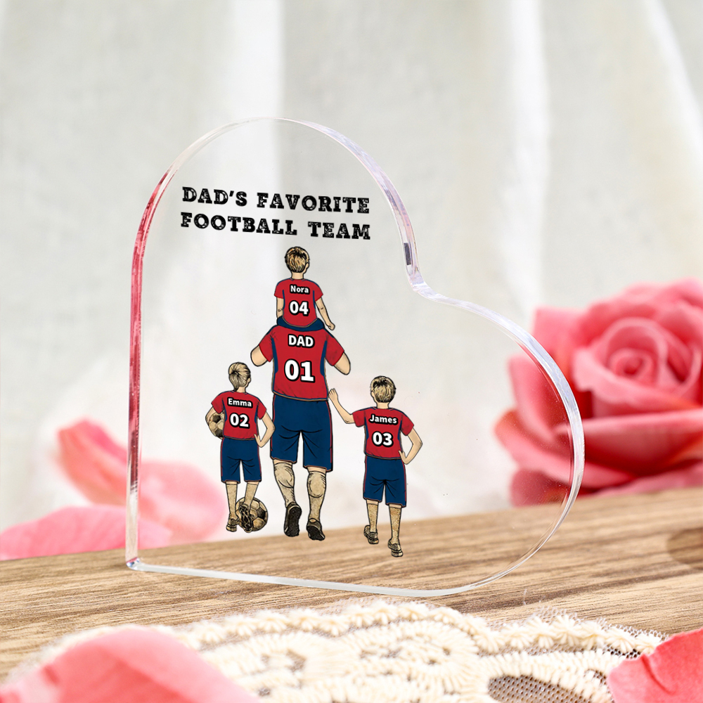 Personalised Heart-Shaped Football Acrylic Plaque - Father’s Day Gift | Jessemade