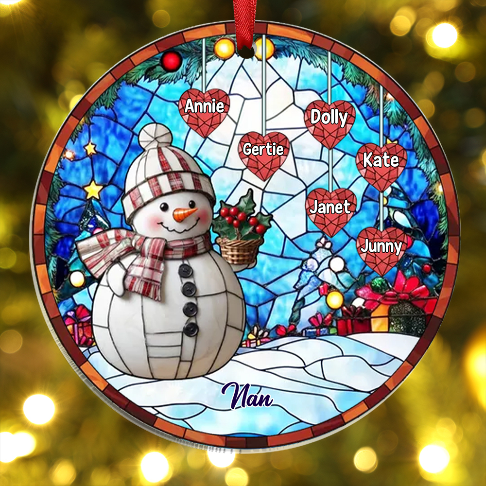 Custom Snowman Ornament Family Christmas Decoration Personalised 1-10 Names-Jessemade AU